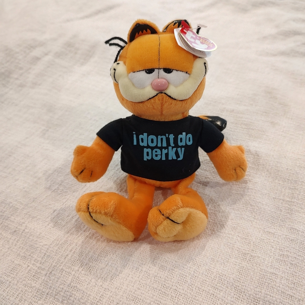 TY Garfield Cat Plush Stuffed Animal I Don't Do Perky Beanie Babies
